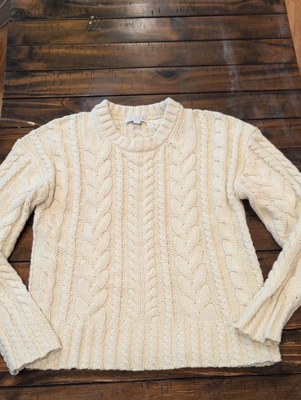 J. Crew Cable Knit Crew Neck Sweater Cotton - Picture 2 of 6